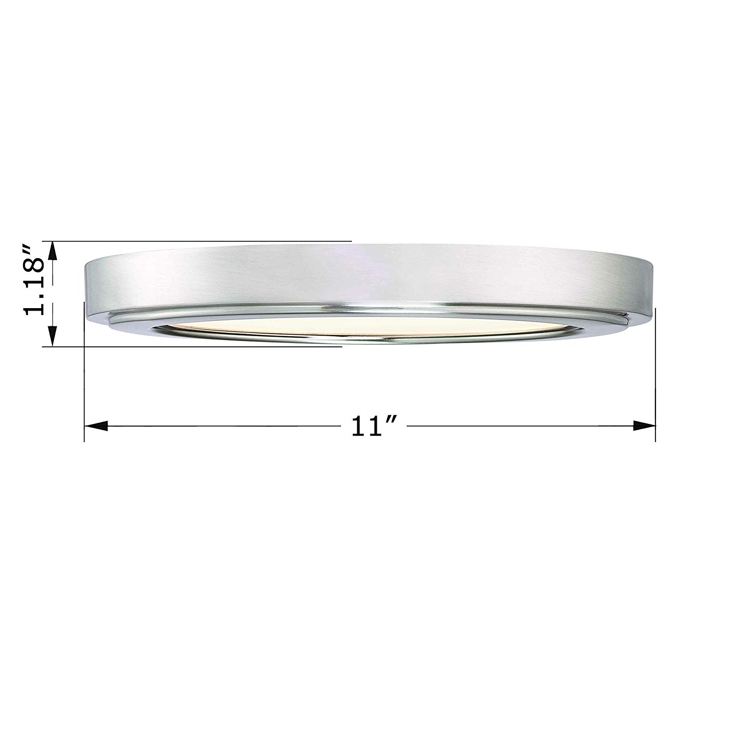 GRUENLICH LED Flush Mount Ceiling Light Fixture, 11 Inch Slim Edge Light, Dimmable 12.5W 830 Lumen, Metal Housing with Nickel Finish, ETL Rated, 2-Pack