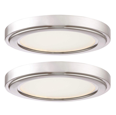 GRUENLICH LED Flush Mount Ceiling Light Fixture, 11 Inch Slim Edge Light, Dimmable 12.5W 830 Lumen, Metal Housing with Nickel Finish, ETL Rated, 2-Pack