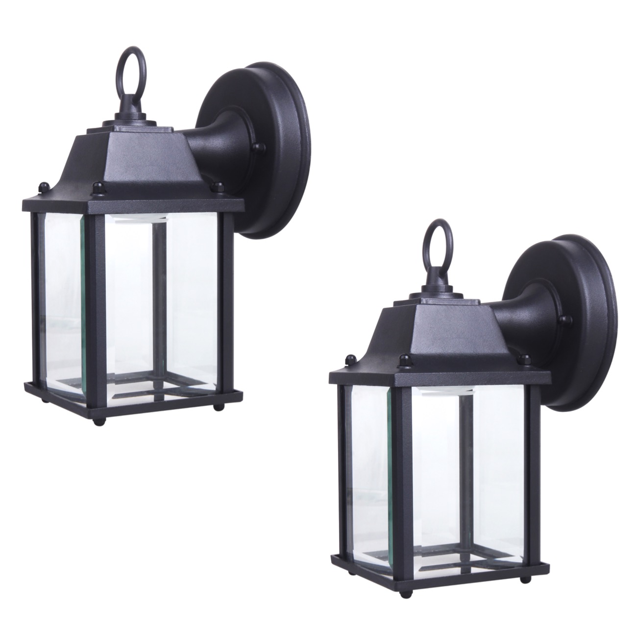 LIT-PaTH Small Outdoor LED Wall Lantern, Wall Sconce as Porch Lighting Fixture, 5000K Daylight White, 9.5W (75W Equivalent), 800 Lumen, Aluminum Housing Plus Glass, Outdoor Rated, 2-Pack
