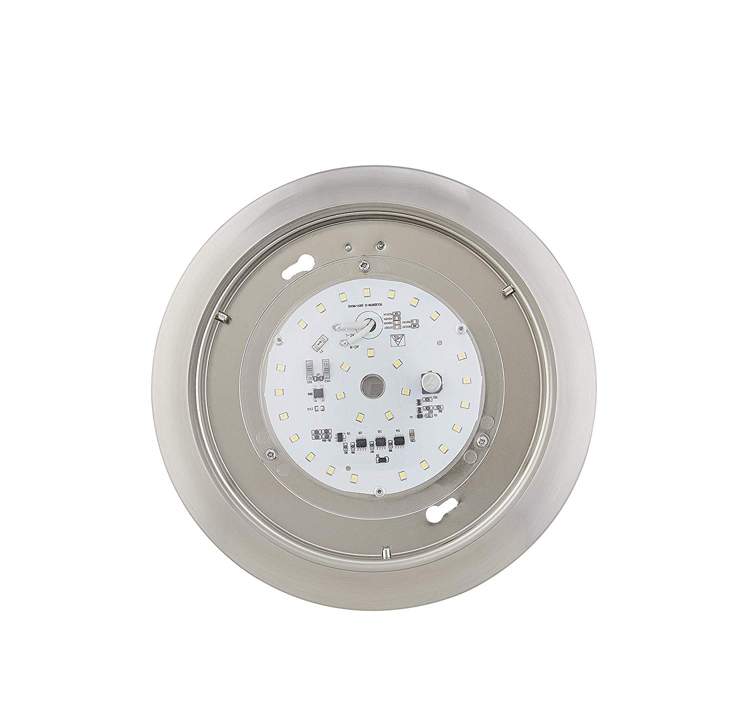 GRUENLICH LED Flush Mount Ceiling Lighting Fixture, 7 Inch Dimmable 12W (75W Replacement) 840 Lumen, Metal Housing with Nickel Finish, ETL and Damp Location Rated, 2-Pack 