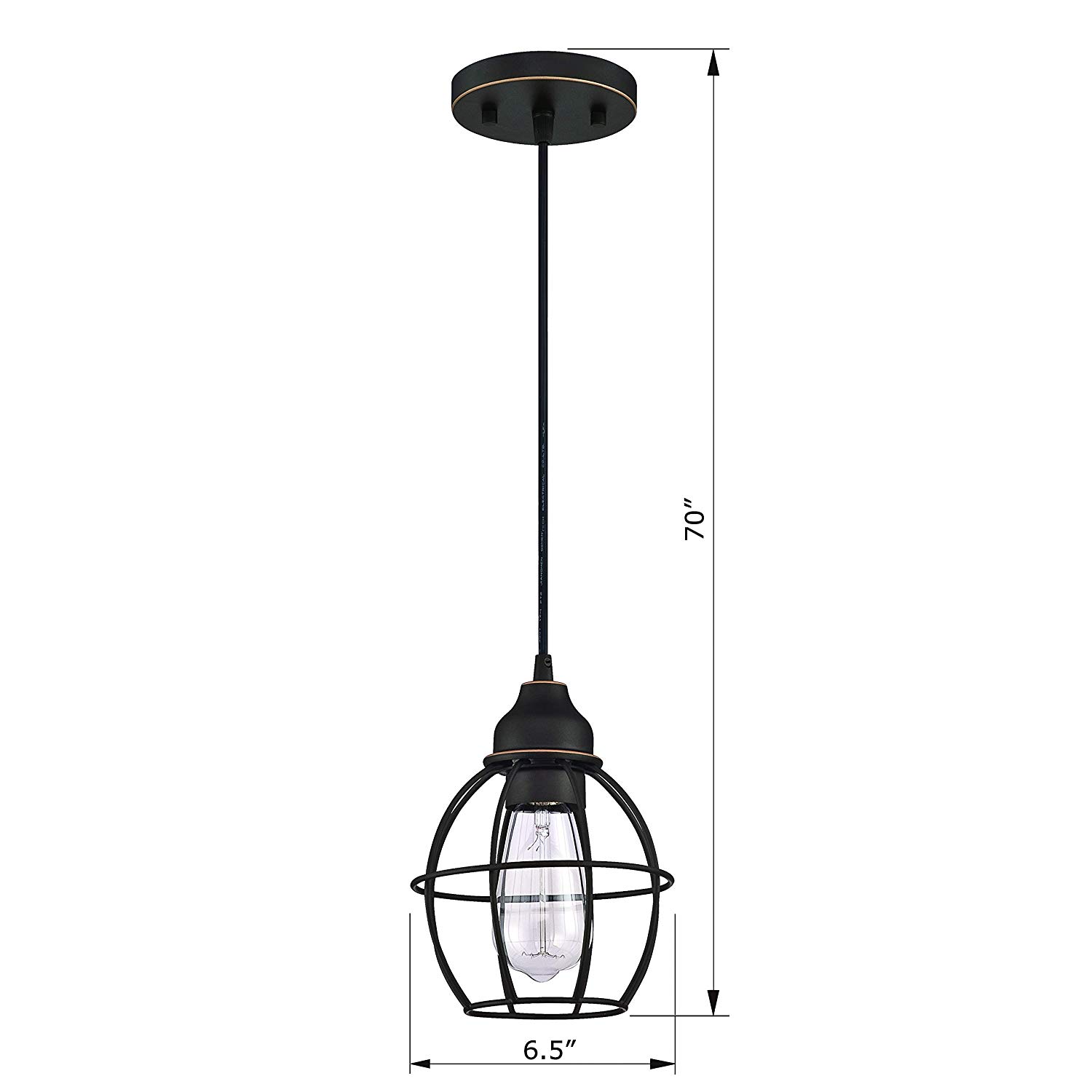 LIT-PaTH Pendant Lighting Fixture for Kitchen and Dining Room, Hanging Lighting Fixture, E26 Medium Base, Metal Construction with Oil Rubbed Bronze Finish, Bulb not Included, 2-Pack