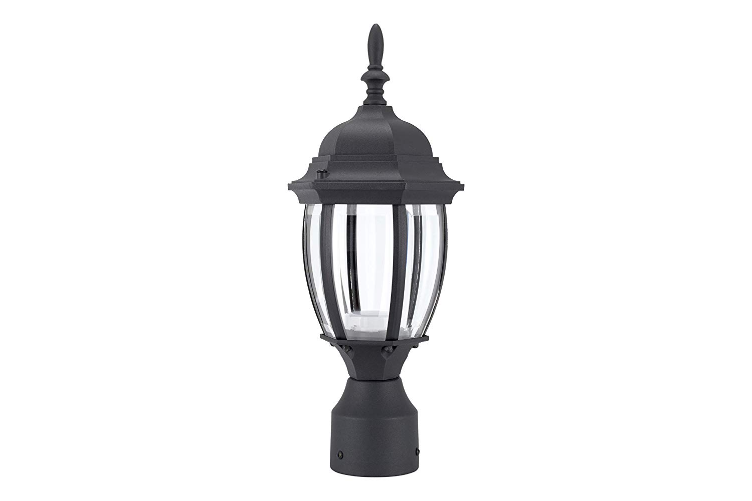 LIT-PaTH LED Outdoor Post Light Pole Lantern Lighting Fixture, 9.5W 800 Lumens, 5000K Daylight White, Aluminum Housing Plus Glass, Matte Black Finish