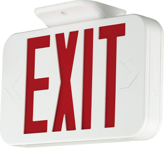 LIT-PaTH Double Face LED Combo Emergency EXIT Sign And Back Up Batteries- US Standard Red Letter Emergency Exit Lighting, UL 924 And CEC Qualified, 120-277 Voltage (1-Pack)