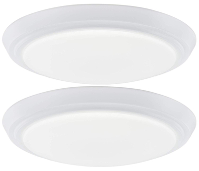 GRUENLICH LED Flush Mount Ceiling Lighting Fixture, 9 Inch Dimmable 15W (100W Replacement) 1000 Lumen, Metal Housing with White Finish, ETL and Damp Location Rated, 2-Pack