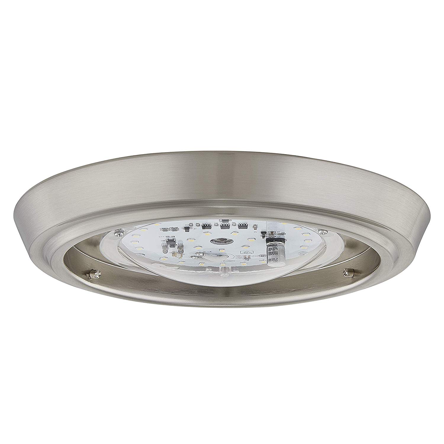 GRUENLICH LED Flush Mount Ceiling Lighting Fixture, 7 Inch Dimmable 12W (75W Replacement) 840 Lumen, Metal Housing with Nickel Finish, ETL and Damp Location Rated, 2-Pack