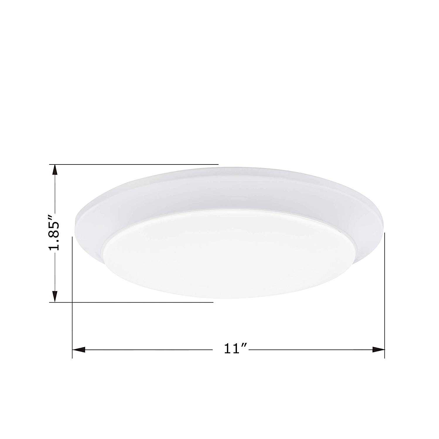GRUENLICH LED Flush Mount Ceiling Lighting Fixture, 11 Inch Dimmable 19W (125W Replacement) 1170 Lumen, Metal Housing with White Finish, ETL and Damp Location Rated, 2-Pack