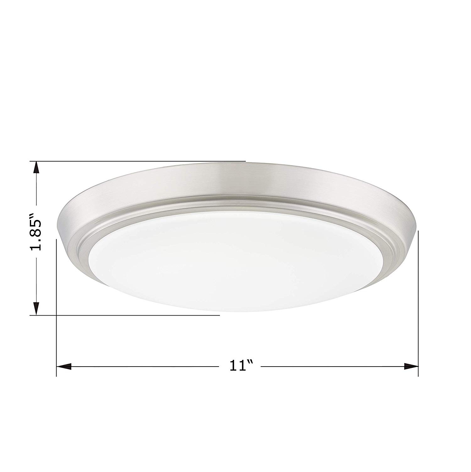 GRUENLICH LED Flush Mount Ceiling Lighting Fixture, 11 Inch Dimmable 19W (125W Replacement) 1200 Lumen, Metal Housing with Nickel Finish, ETL and Damp Location Rated, 2-Pack