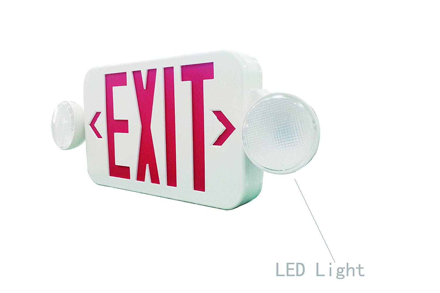 Lit-Path Led Combo Emergency Exit Sign With 2 Adjustable Head Lights And Back Up 