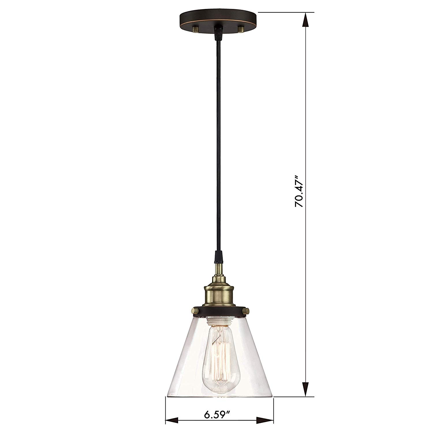 GRUENLICH Pendant Lighting Fixture for Kitchen and Dining Room, Hanging Lighting Fixture, E26 Medium Base, Metal Construction with Clear Glass, Bulb not Included, 2-Pack