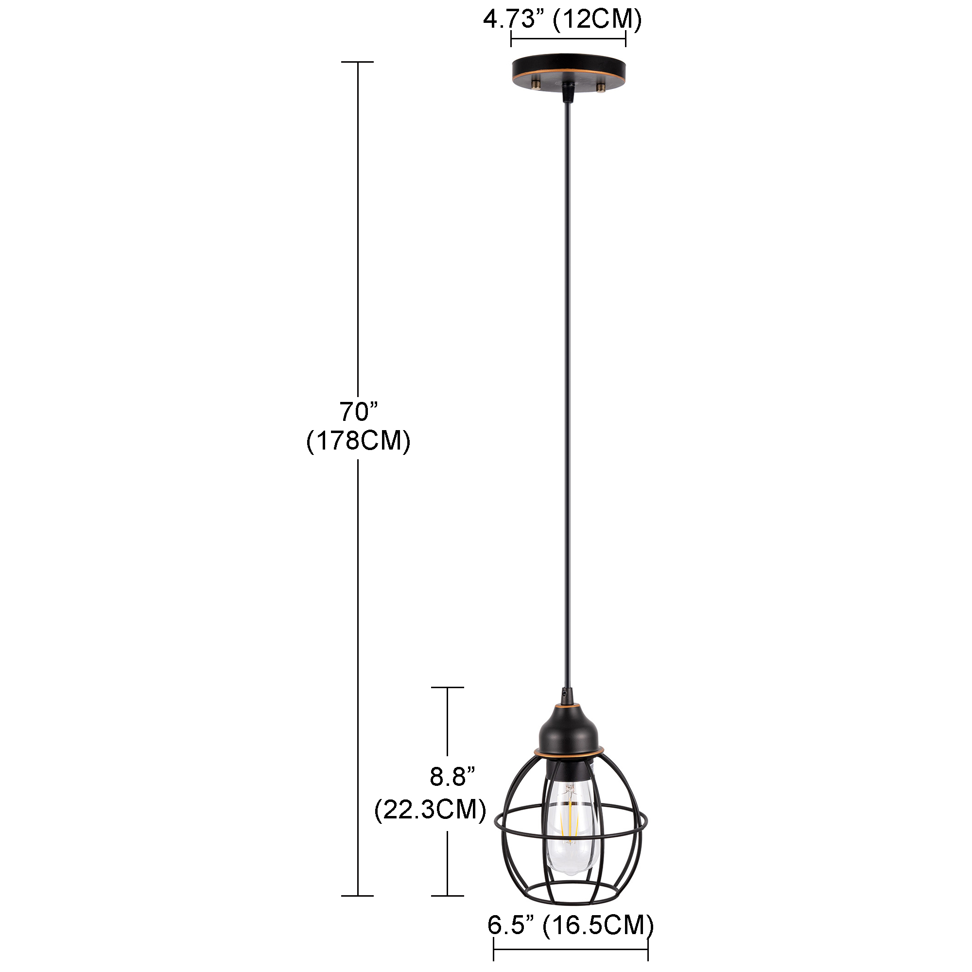 LIT-PaTH Pendant Lighting Fixture for Kitchen and Dining Room, Hanging Ceiling Lighting Fixture, E26 Medium Base, Metal Construction with Oil Rubbed Bronze Finish, Bulb not Included, 1-Pack
