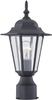 Gruenlich Outdoor Post Lighting Fixture with One E26 Medium Base Max 100W, Aluminum Housing Plus Glass, Bulb Not Included (Black Finish)