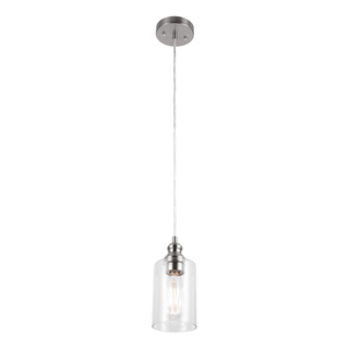 Gruenlich Pendant Lighting Fixture for Kitchen and Dining Room, Hanging Lighting Fixture, E26 Medium Base, Metal Construction with Clear Glass, Bulb not Included (1-Pack Nickel)