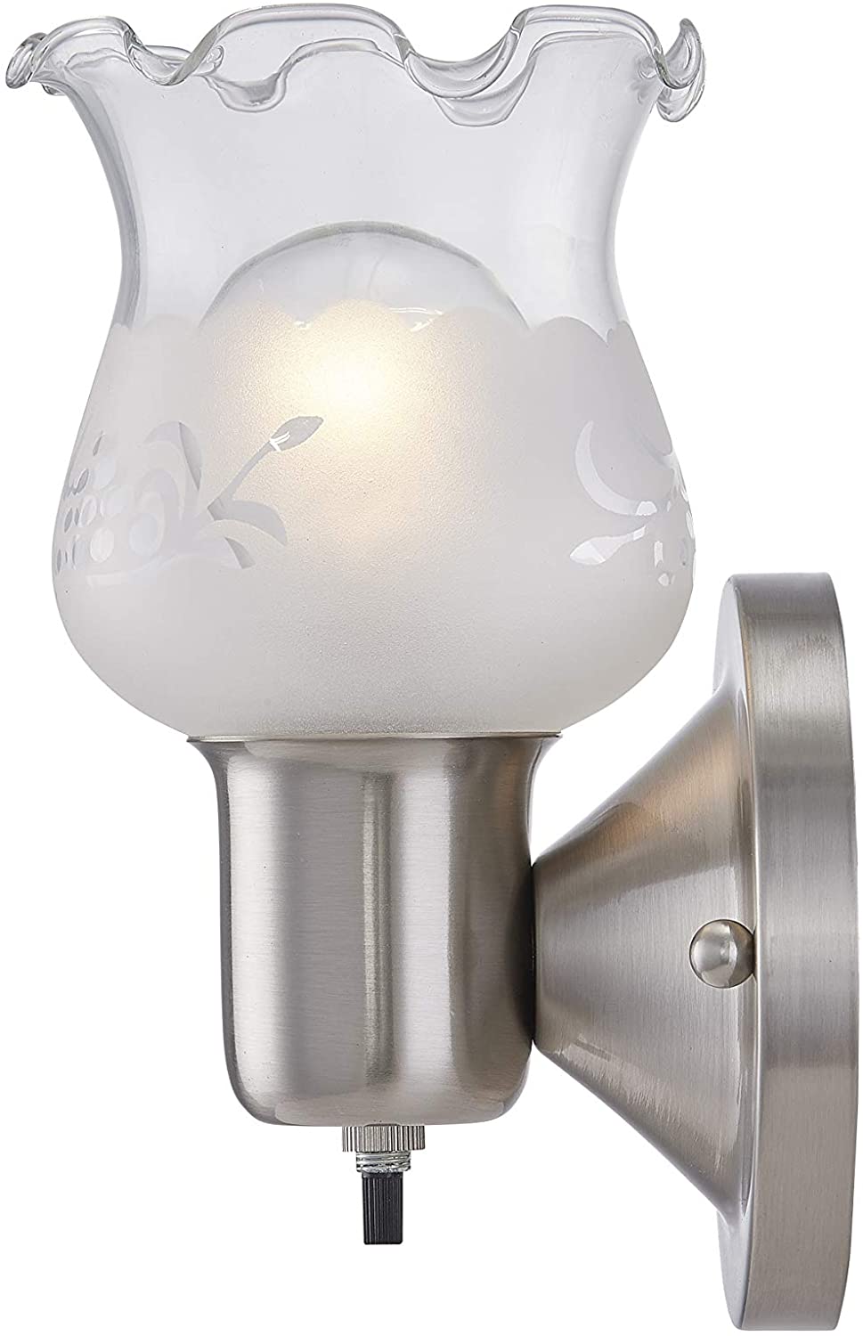 Gruenlich 1-Light Wall Sconce, Bathroom Vanity Lighting Fixture with ON/Off Switch, E26 Base 100W Max, Metal Housing with Glass, Nickel Finish