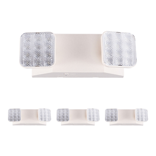 Gruenlich LED Emergency Exit Lighting Fixtures with Two LED Heads and Back-Up Batteries- US Standard Emergency Light, UL 924 Qualified, 120-277 Voltage (4-Pack)