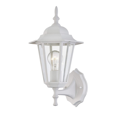 Gruenlich Outdoor Wall Lantern, Wall Sconce as Porch Lighting Fixture with One E26 Base Max 100W, Aluminum Housing Plus Glass, ETL Rated, Bulb Not Included (White Finish)